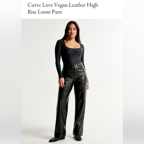 Abercrombie Curve love vegan leather high rise loose pant size 32 regular NWT - Picture 2 of 8